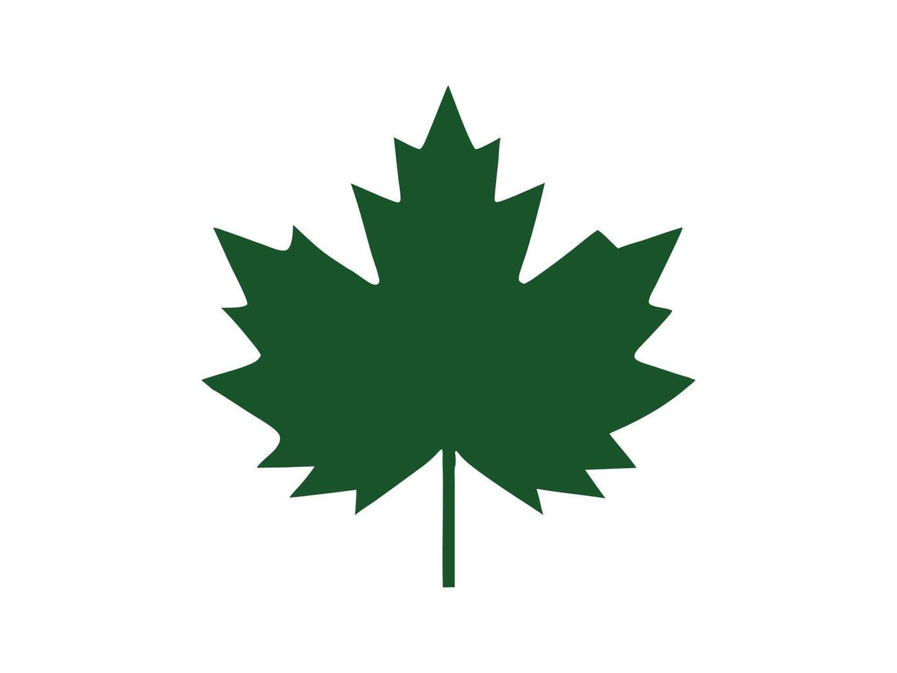 Green Maple Leaf Flat Silhouette on White Background vector