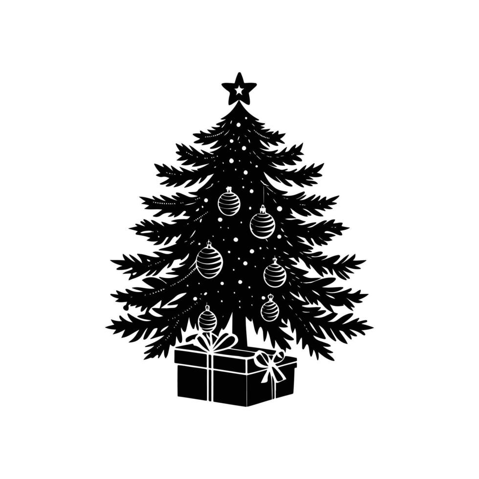 Christmas Tree with a Base of Wrapped Gift Box vector