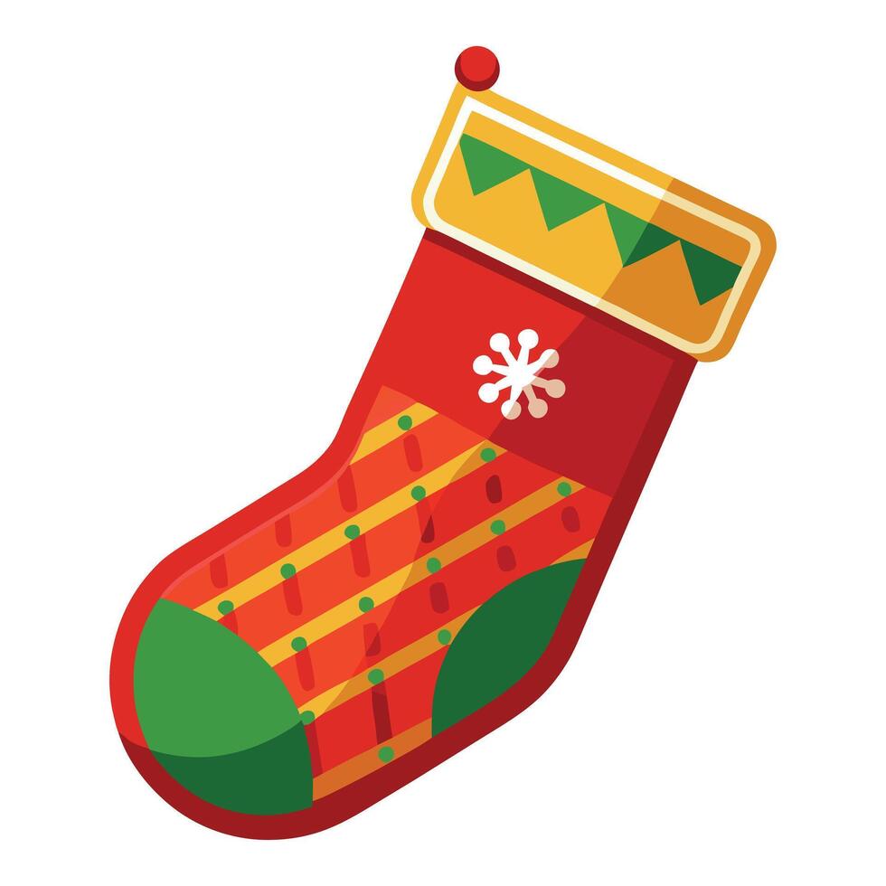 Black Silhouette of Embroidered Stocking on White Background vector