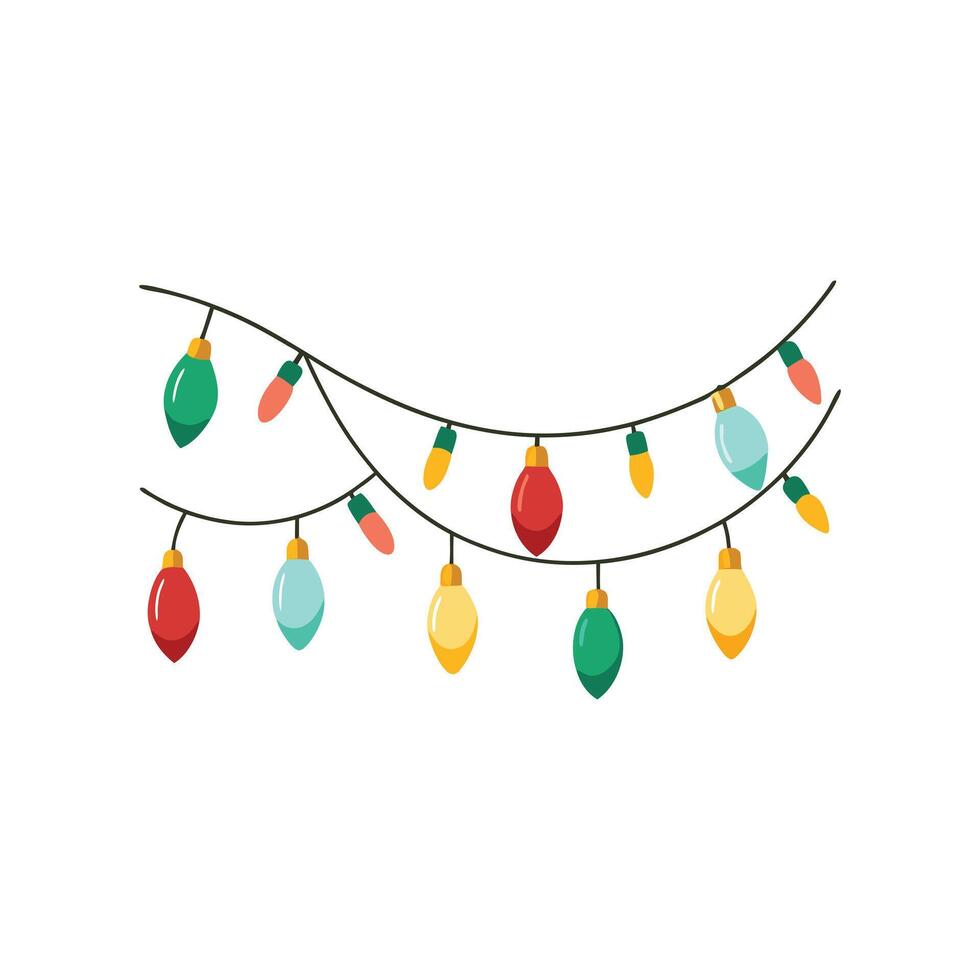 Christmas String Light Black Silhouette Design on White Background vector