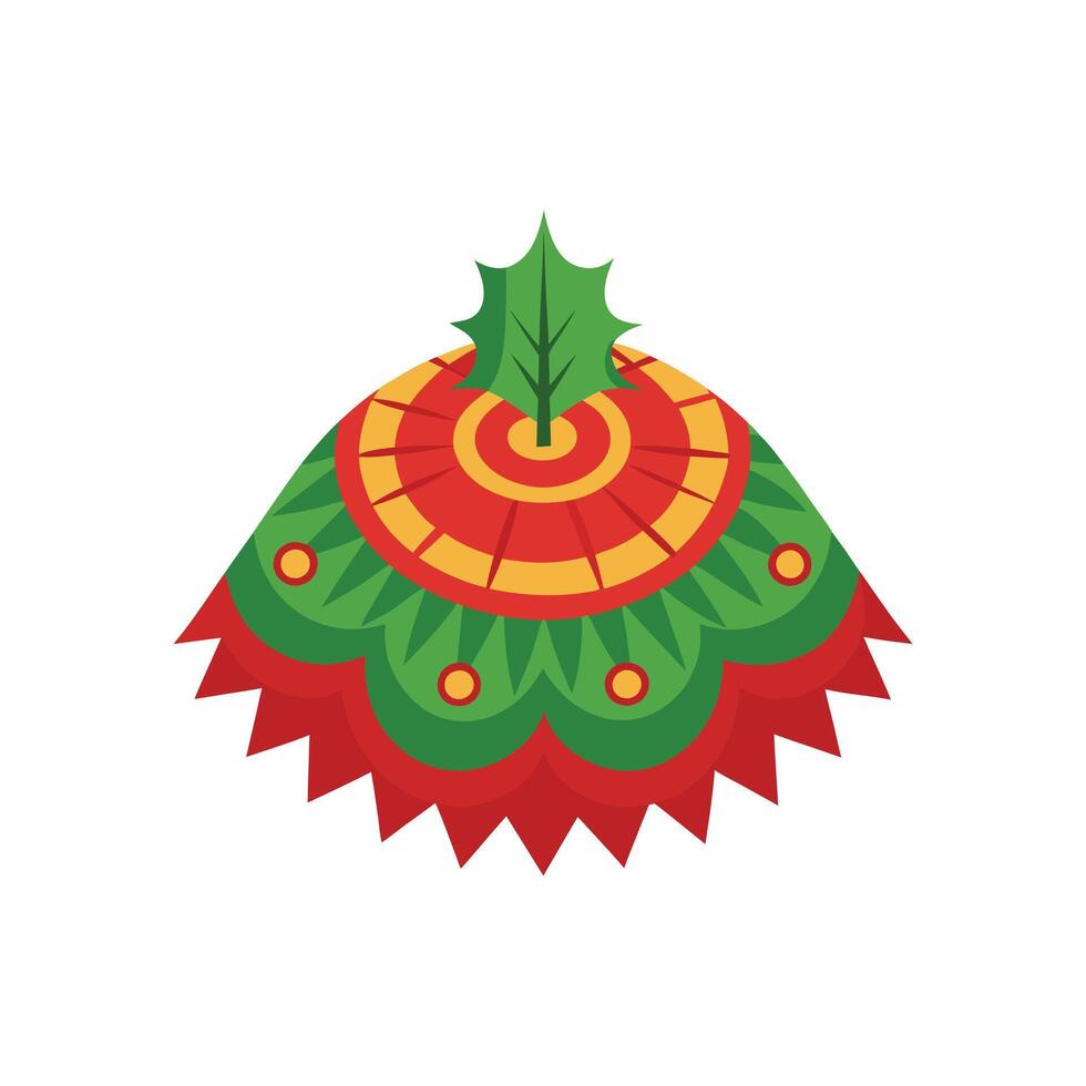 Tree Skirt with Pattern on White Background Minimalist Design vector