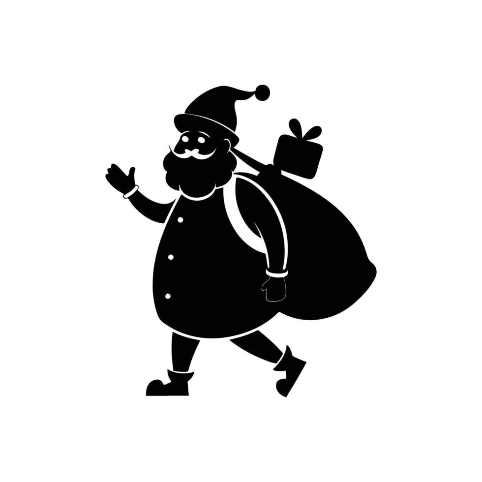 Santa Claus Waving Goodbye While Walking Away with Gift Bag vector