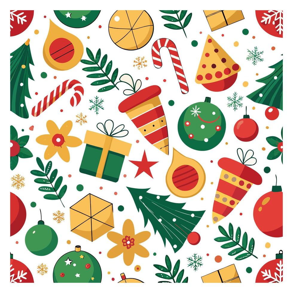 Wrapping Paper with Christmas Patterns Festive Design on White vector