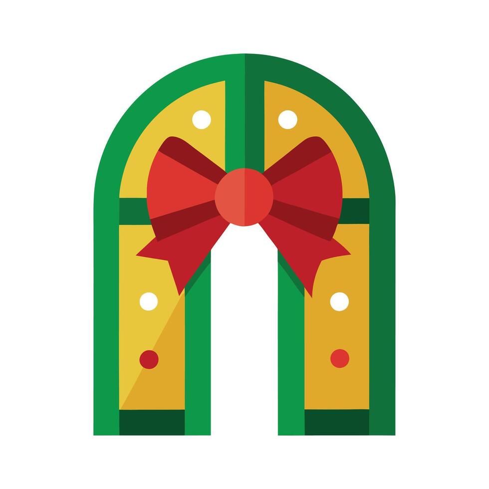 Christmas Door Bow Black Silhouette on White Festive Decoration vector