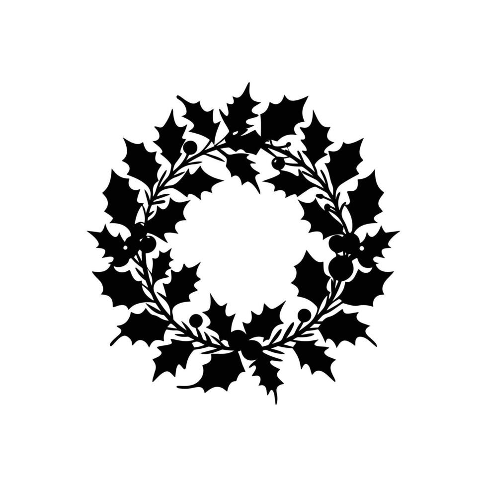 Small Holly Wreath Made from Leaves and Berries vector