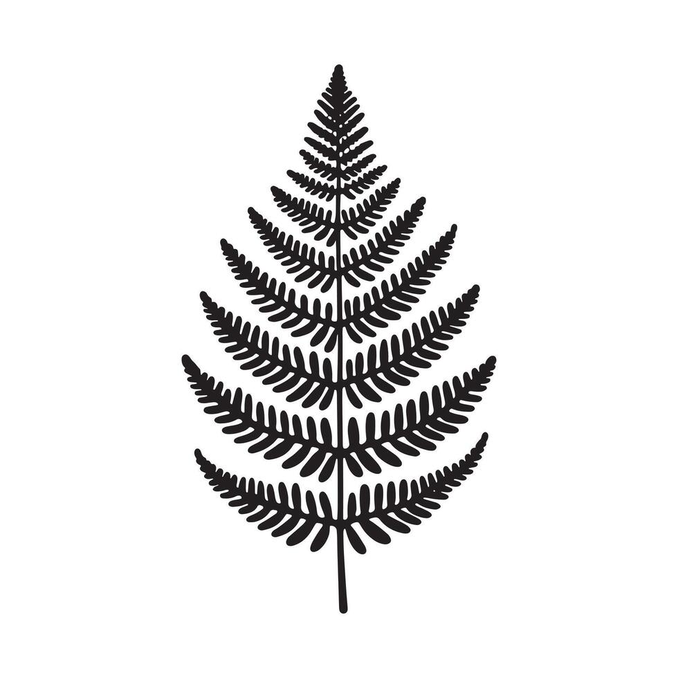 Fern Silhouette Minimalist Artwork on White Background vector