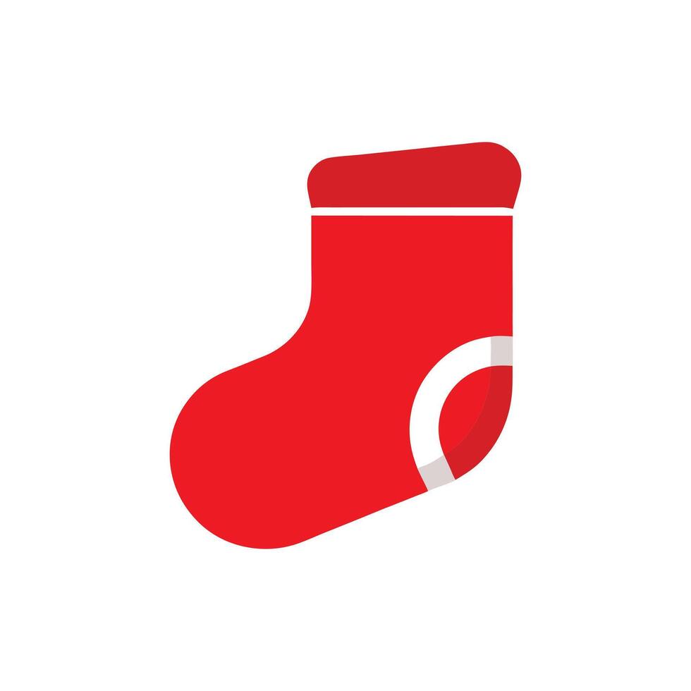 Red and White Stocking Christmas Black Silhouette on White Background vector