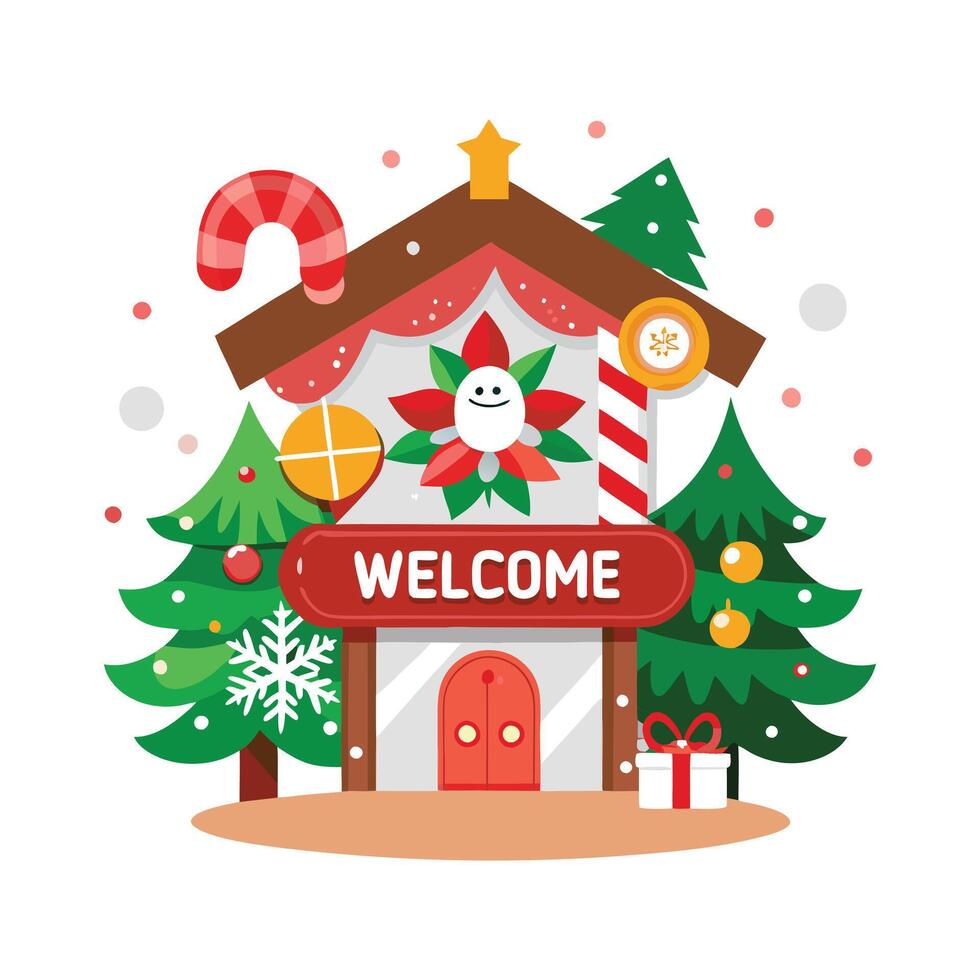 Holiday Welcome Sign Christmas Silhouette Design on White Background vector
