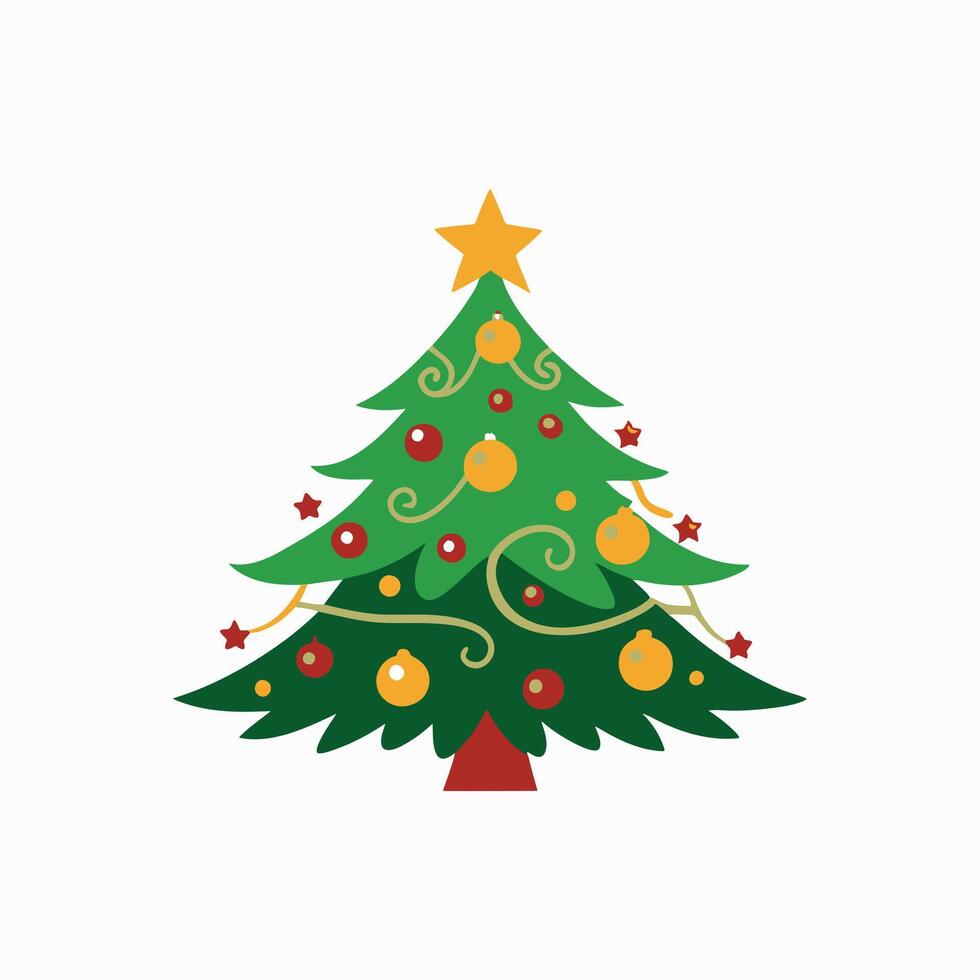 Art Silhouette of Decorated Christmas Tree vector