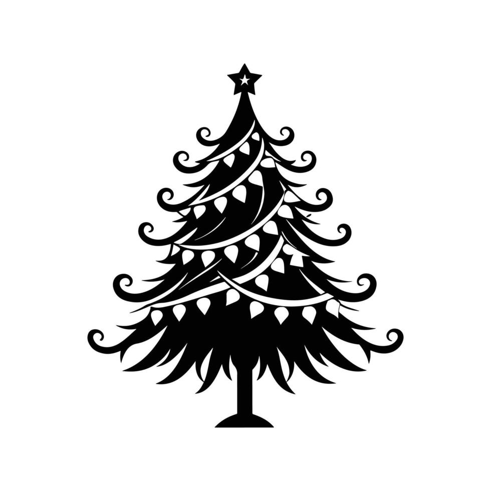 Christmas Tree with Elegant Drooping Branches and Baubles vector
