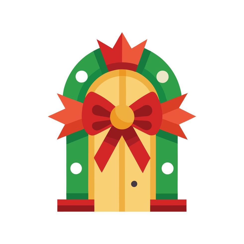 Black Silhouette of Christmas Door Bow on White Background vector