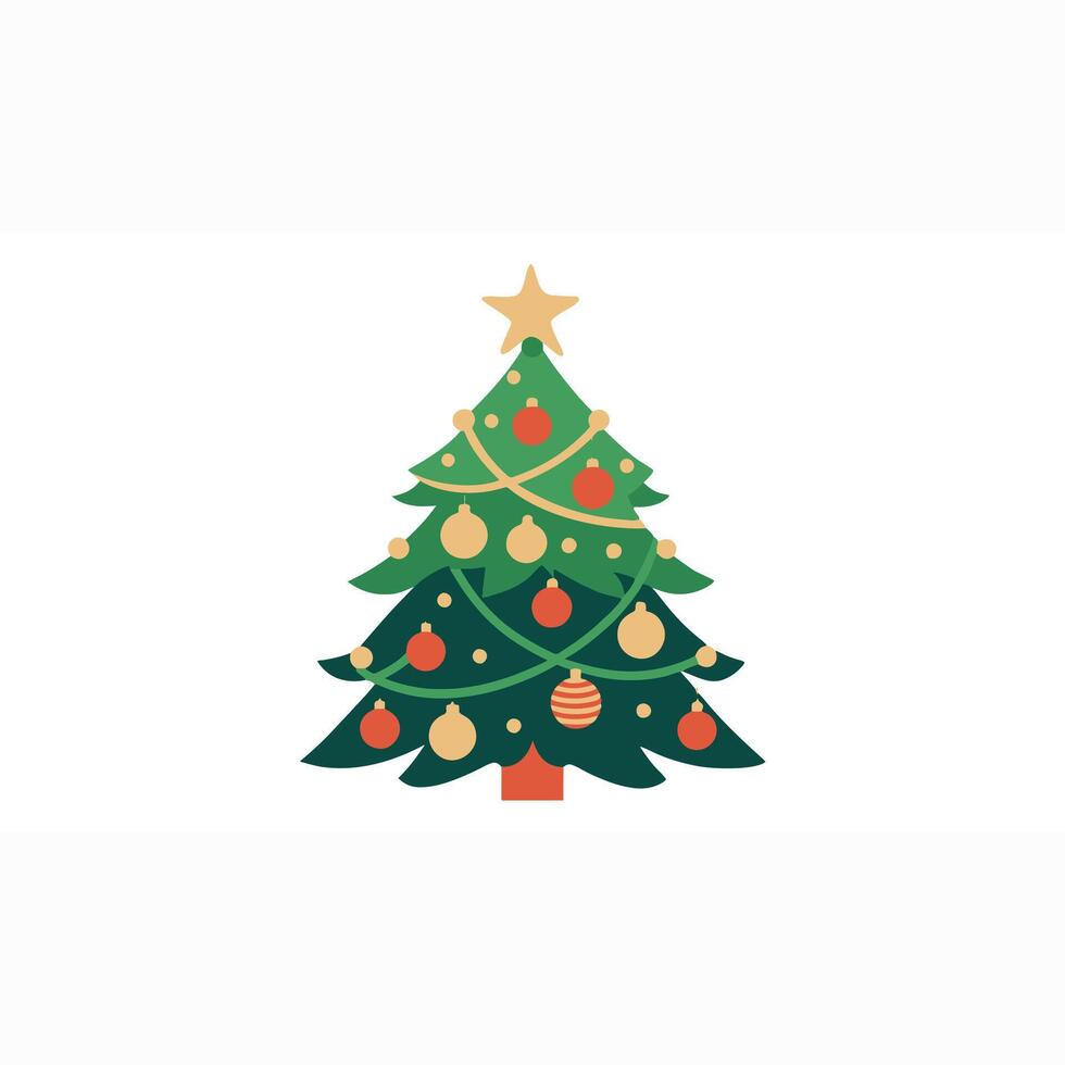 Decorated Christmas Tree Silhouette Art Design vector