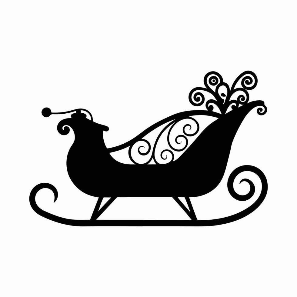 Sleigh Silhouette with Ornate Details vector