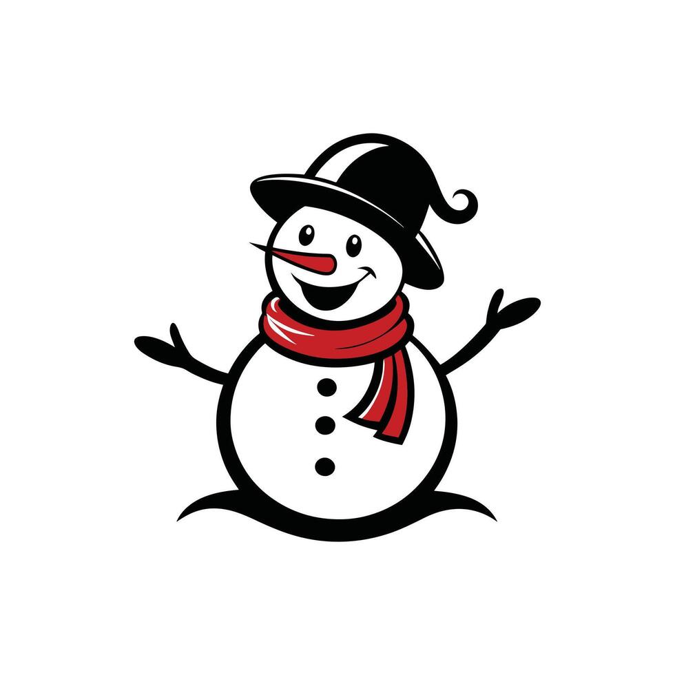 Snowman with a Flowing Scarf and a Joyful Expression vector