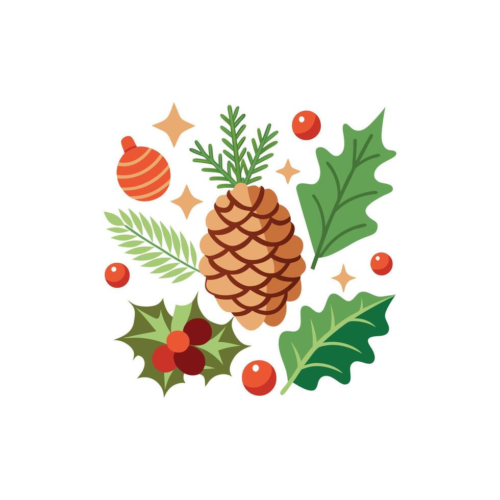 Holiday Wrapping Accents Silhouette Christmas Design on White Background vector
