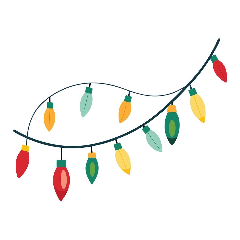 Black Silhouette of Fairy Lights on White Festive Art vector