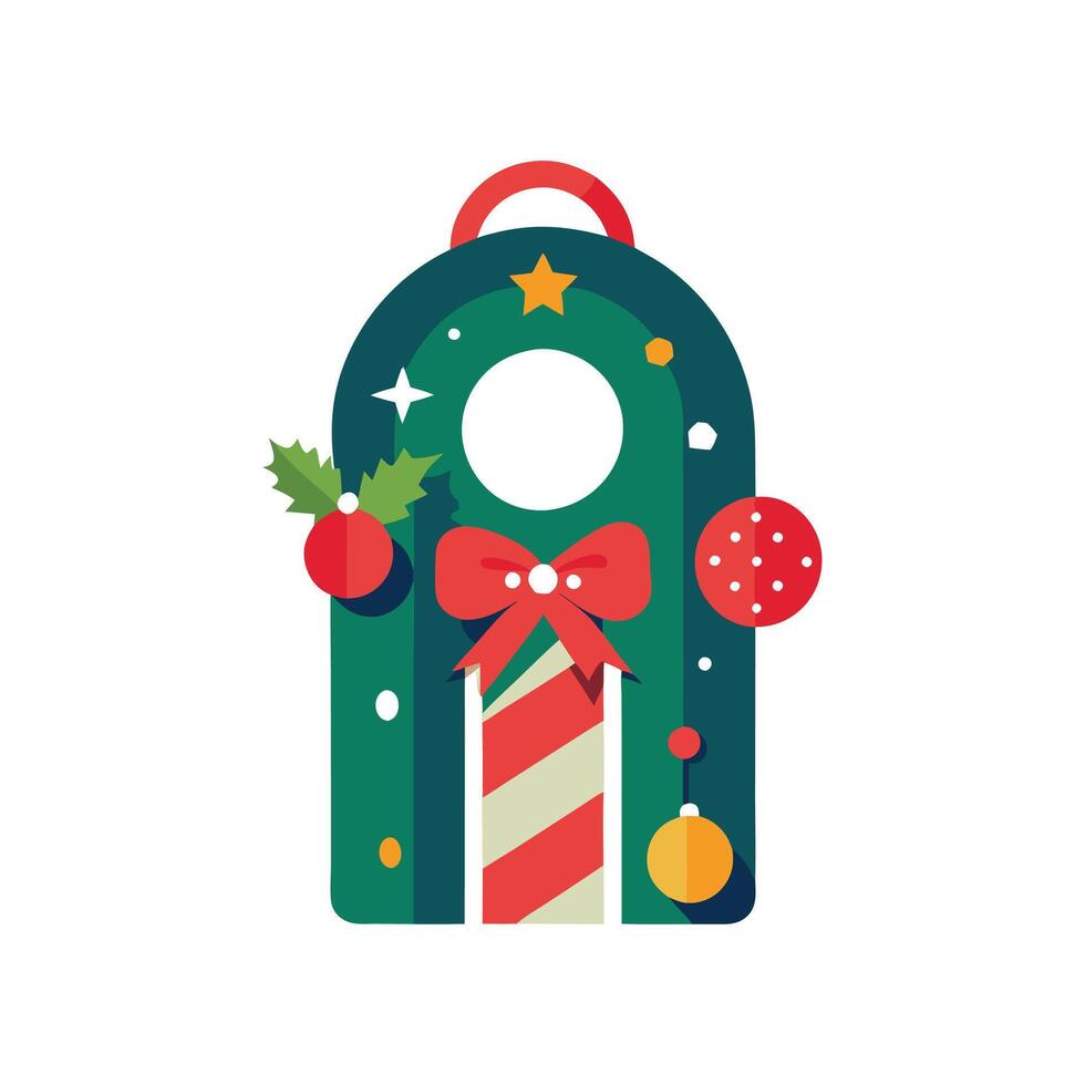 Merry Christmas Festive Door Hanger Silhouette on White Background vector