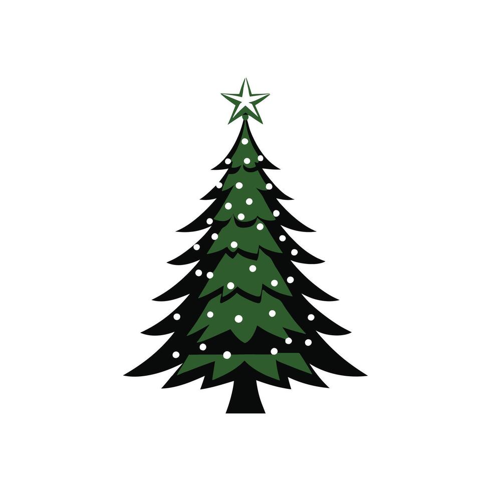 Christmas Tree with a Snowy Effect on Its Branches vector