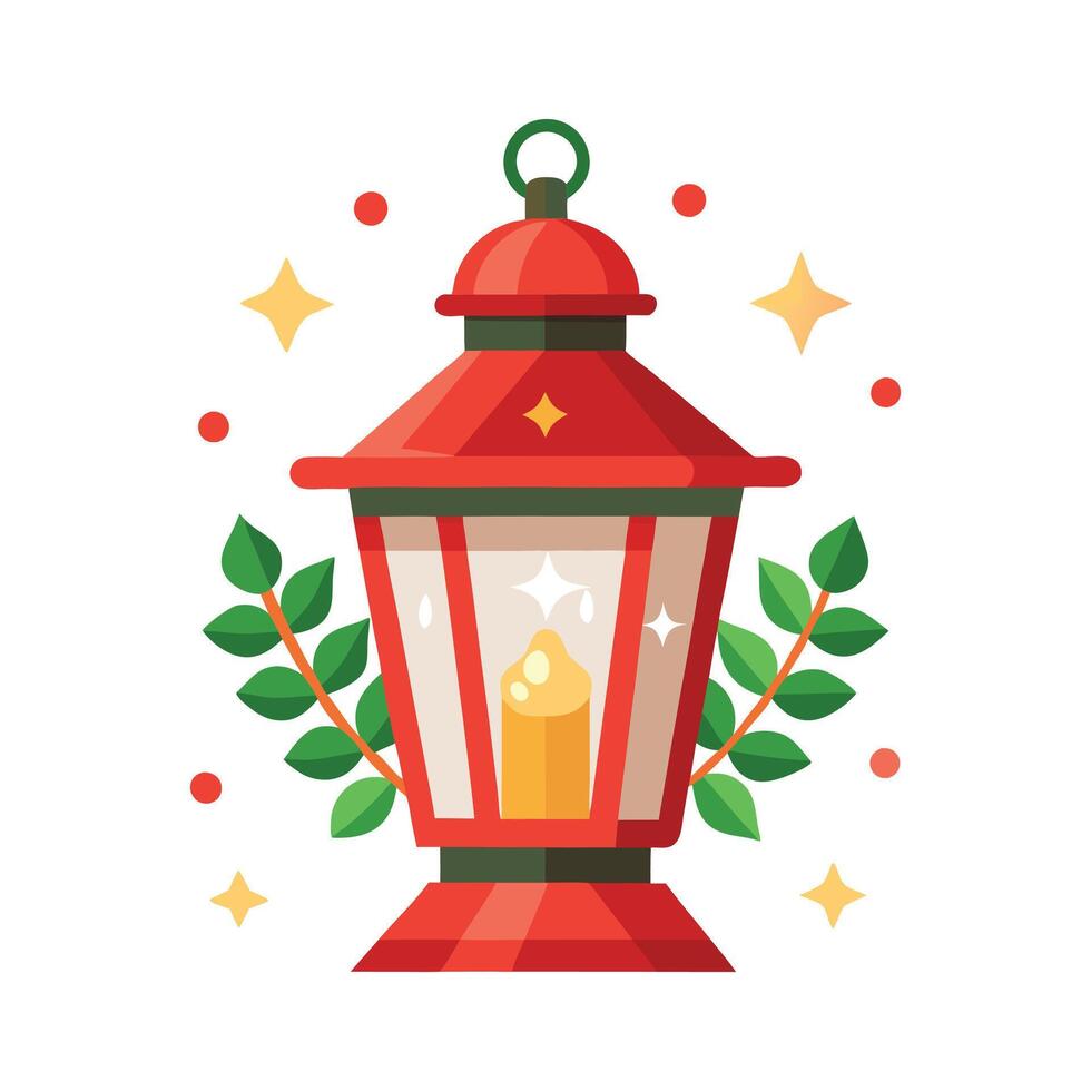Christmas Lantern Black Silhouette Minimalist Design on White vector