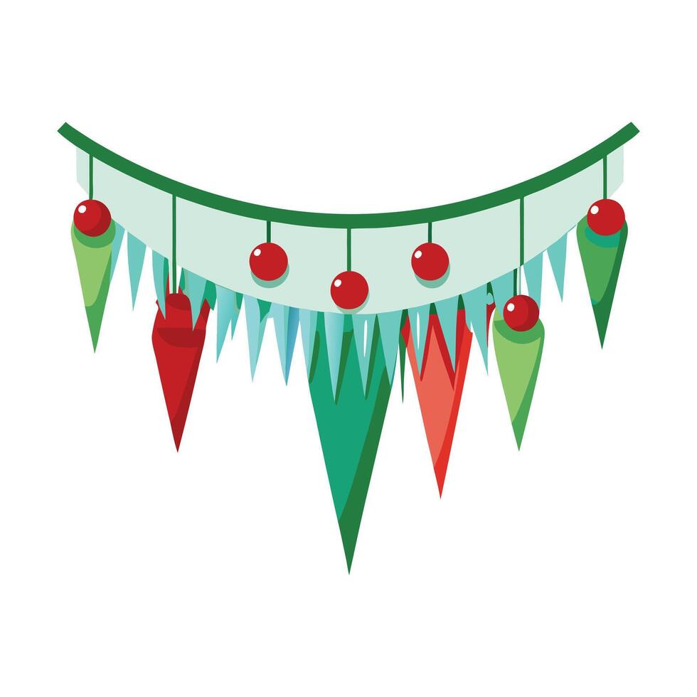 Holiday Icicle Garland Christmas Silhouette Design on White Background vector