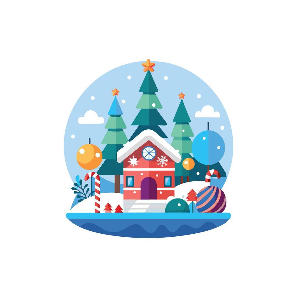 Winter Wonderland Scene Christmas Themed Design Minimalist Art vector