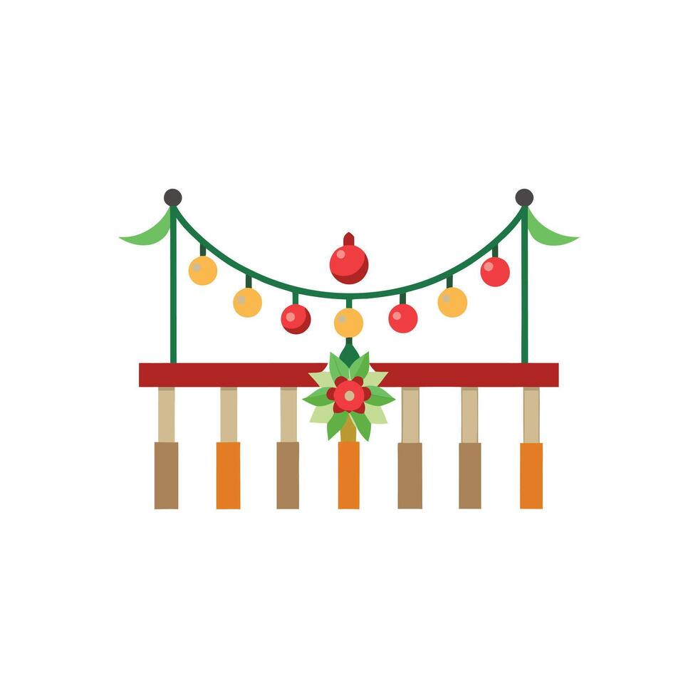 Christmas Themed Outdoor Garland Decoration for Railings vector