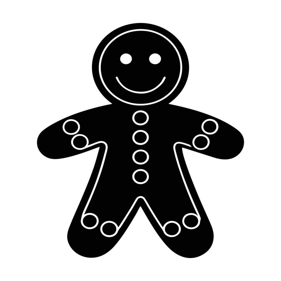 Gingerbread Man Silhouette with Subtle Details vector