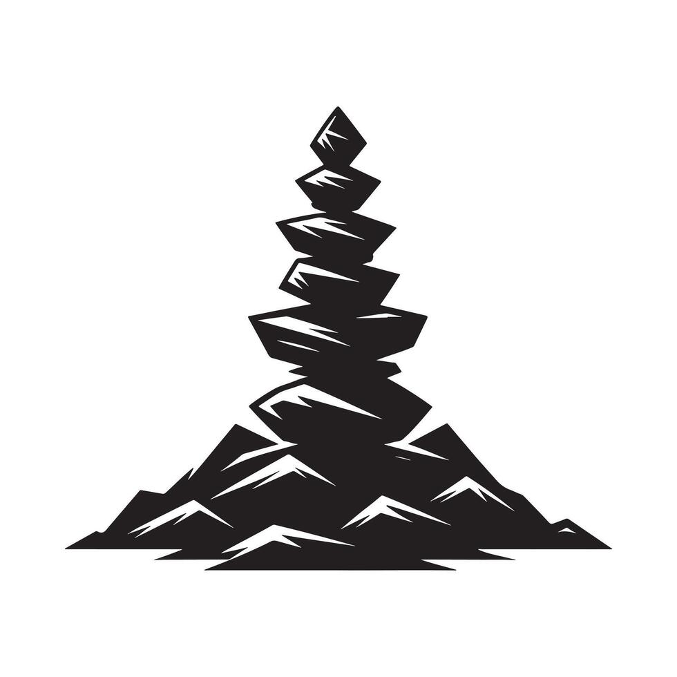 Black Silhouette of Stacked Rocks on White Background vector