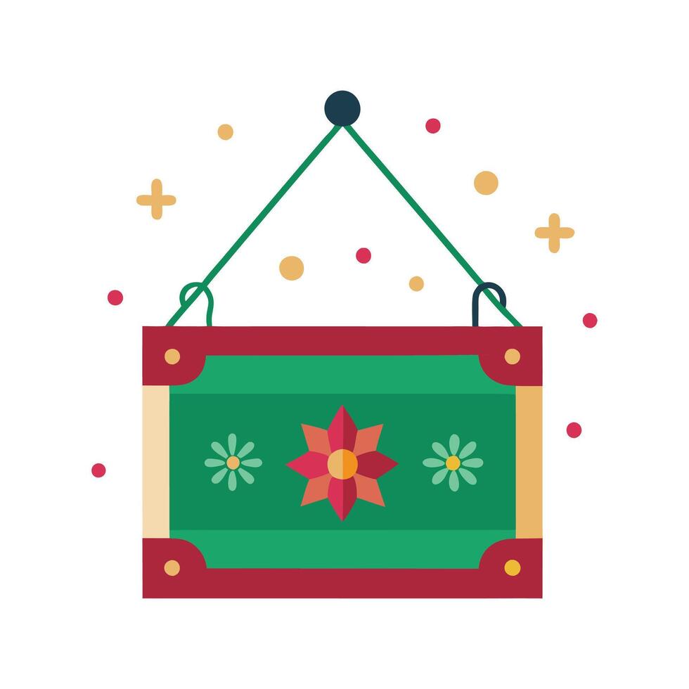 Hanging Holiday Sign Silhouette on White Background Minimalist Art vector