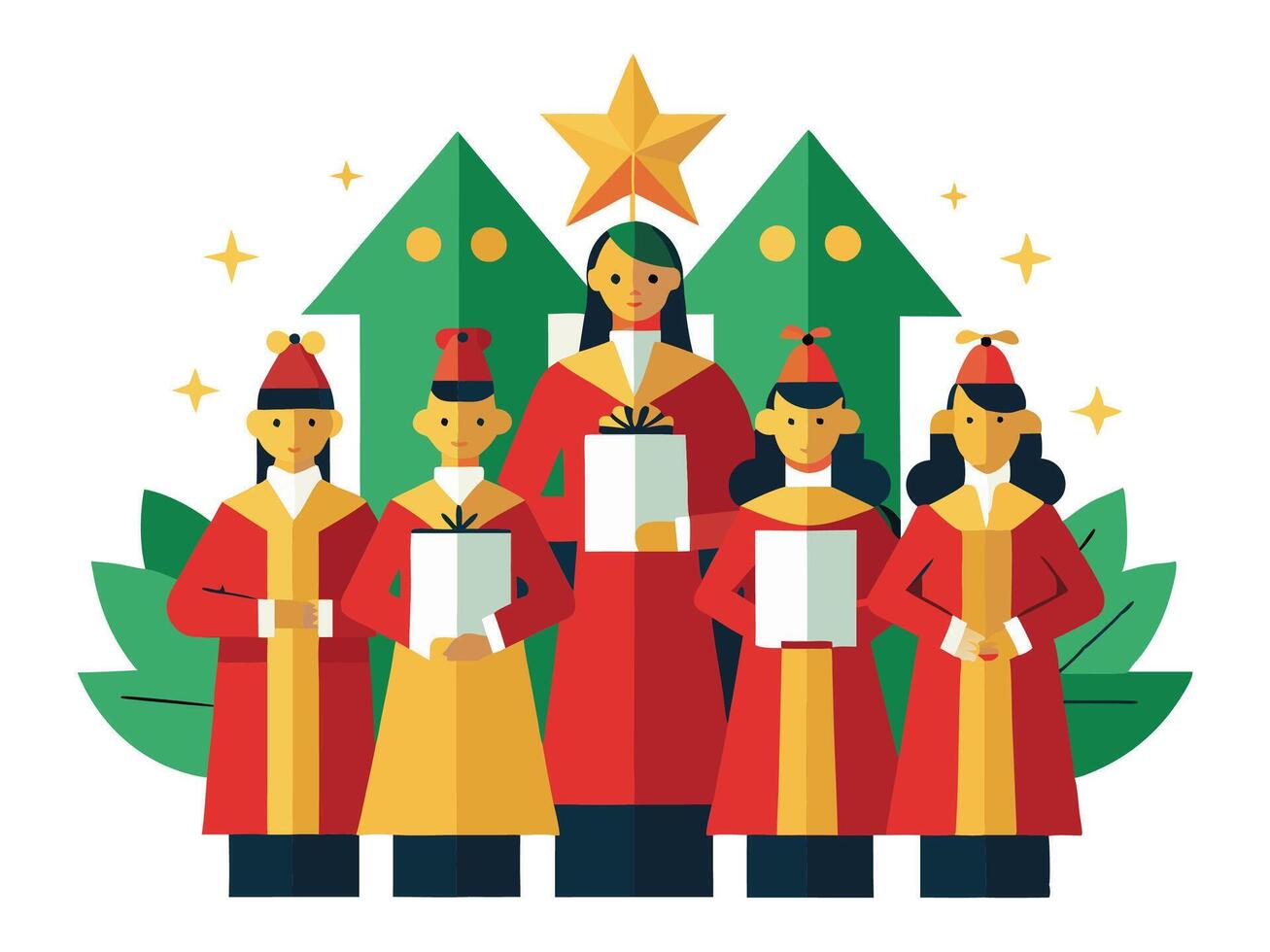 Christmas Choir Stylized Illustration Geometric Style vector