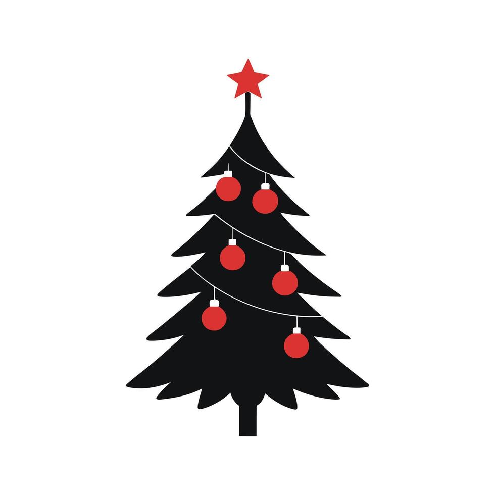 Minimalist Silhouette of Christmas Tree with Few Decorations vector