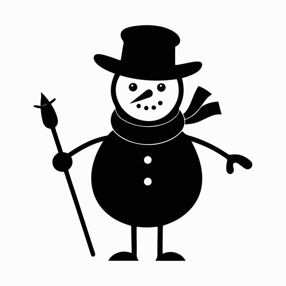 Snowman Black Silhouette with Scarf vector