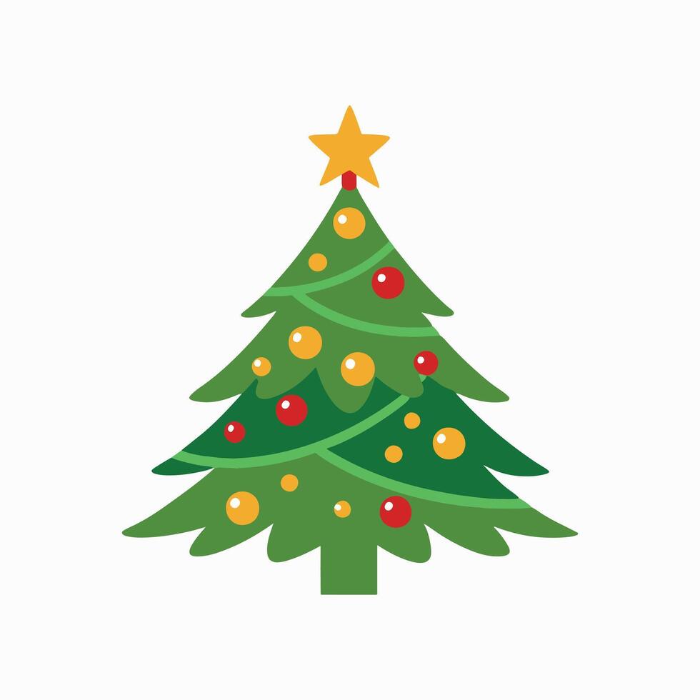 Decorated Christmas Tree Silhouette Art vector