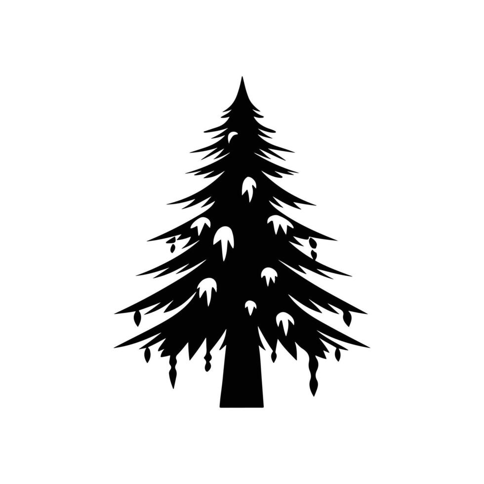 Tall Narrow Christmas Tree with Elongated Branches Simple Silhouette vector