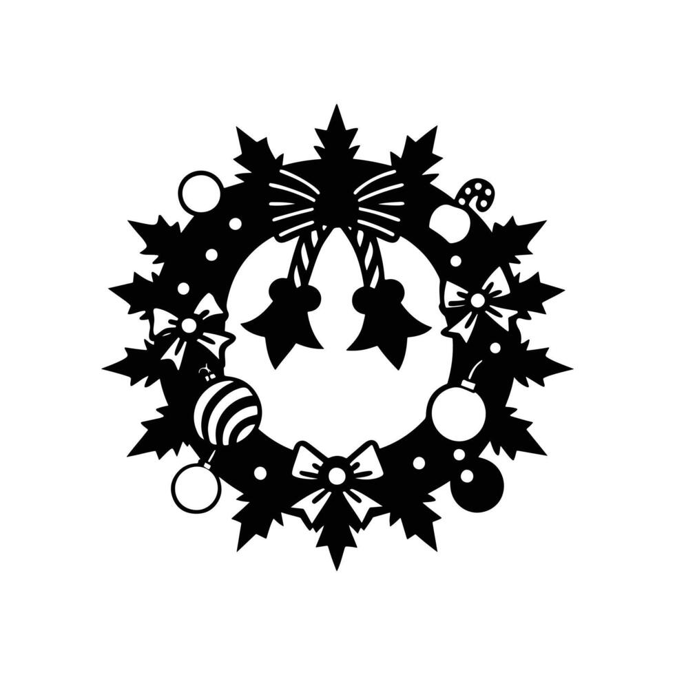 Wreath Decorated with Candy Canes and Small Golden Ornaments vector