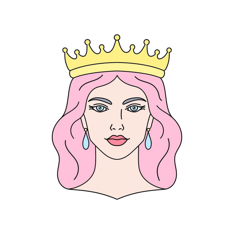 Queen icon in simple linear style on white background. vector