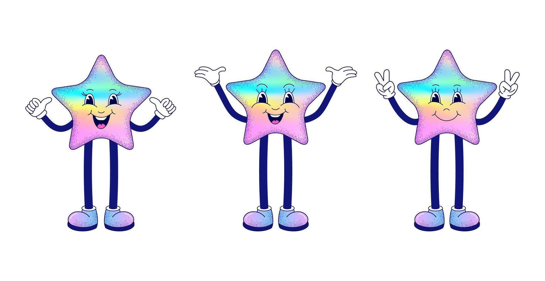 Cute stars in a simple cartoon style on a white background. vector