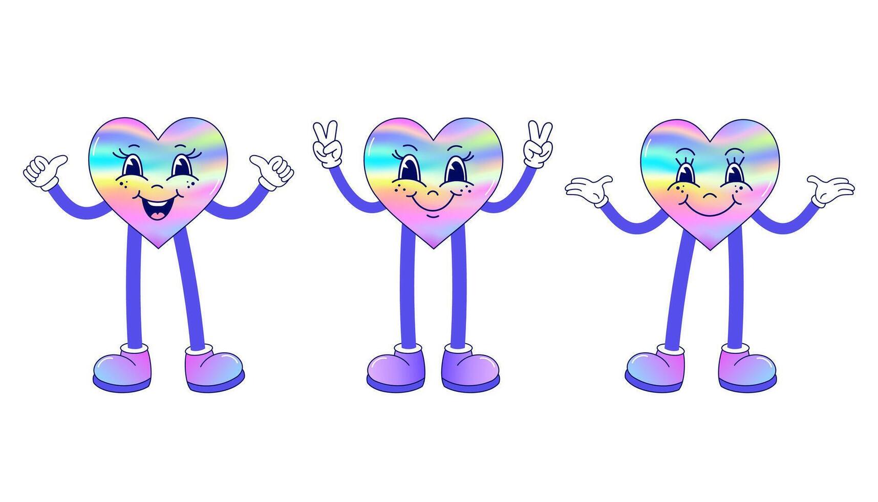 Cartoon hearts in hand drawn style on white background. vector