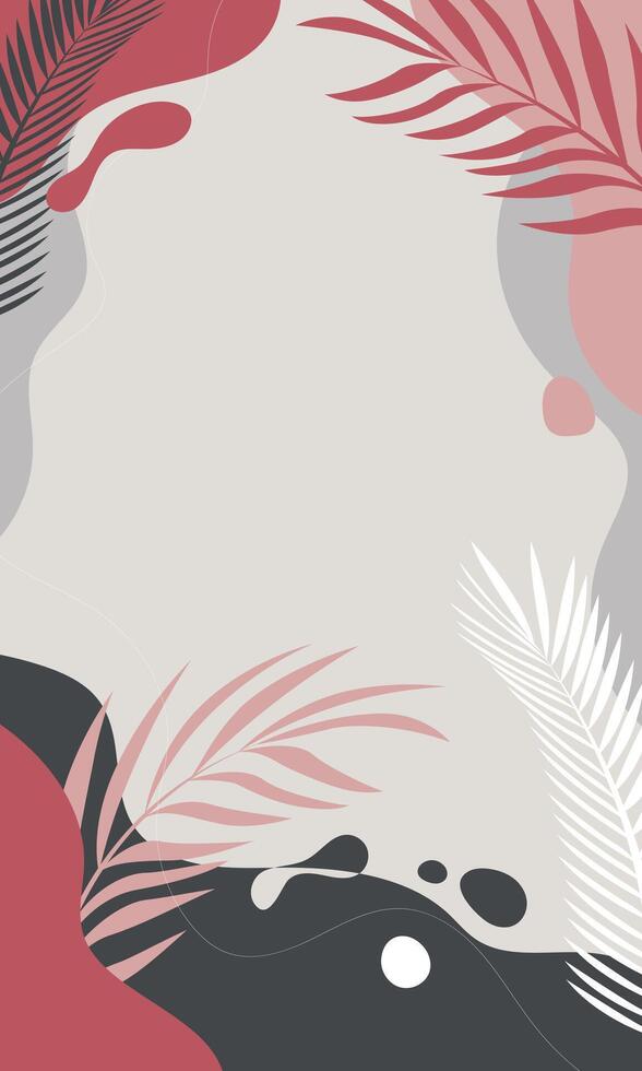 Hand drawn tropical leaves flat illustration wallpaper vector