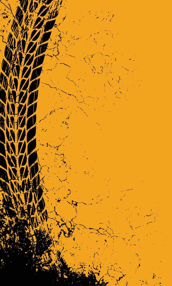 Black and yellow blank wallpaper grunge brush strokes tire tread abstract vector