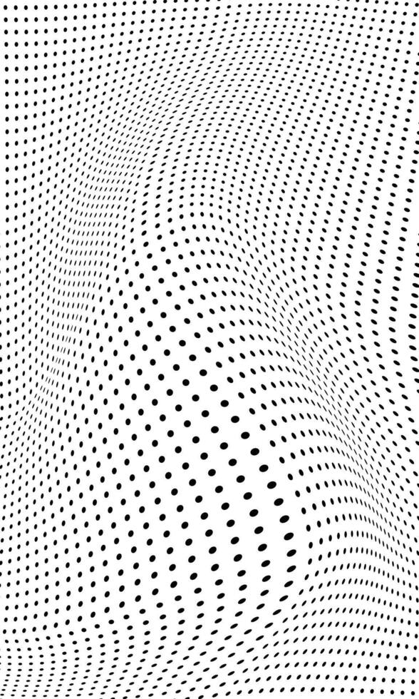 Abstract wavy dot pattern black and white wallpaper vector