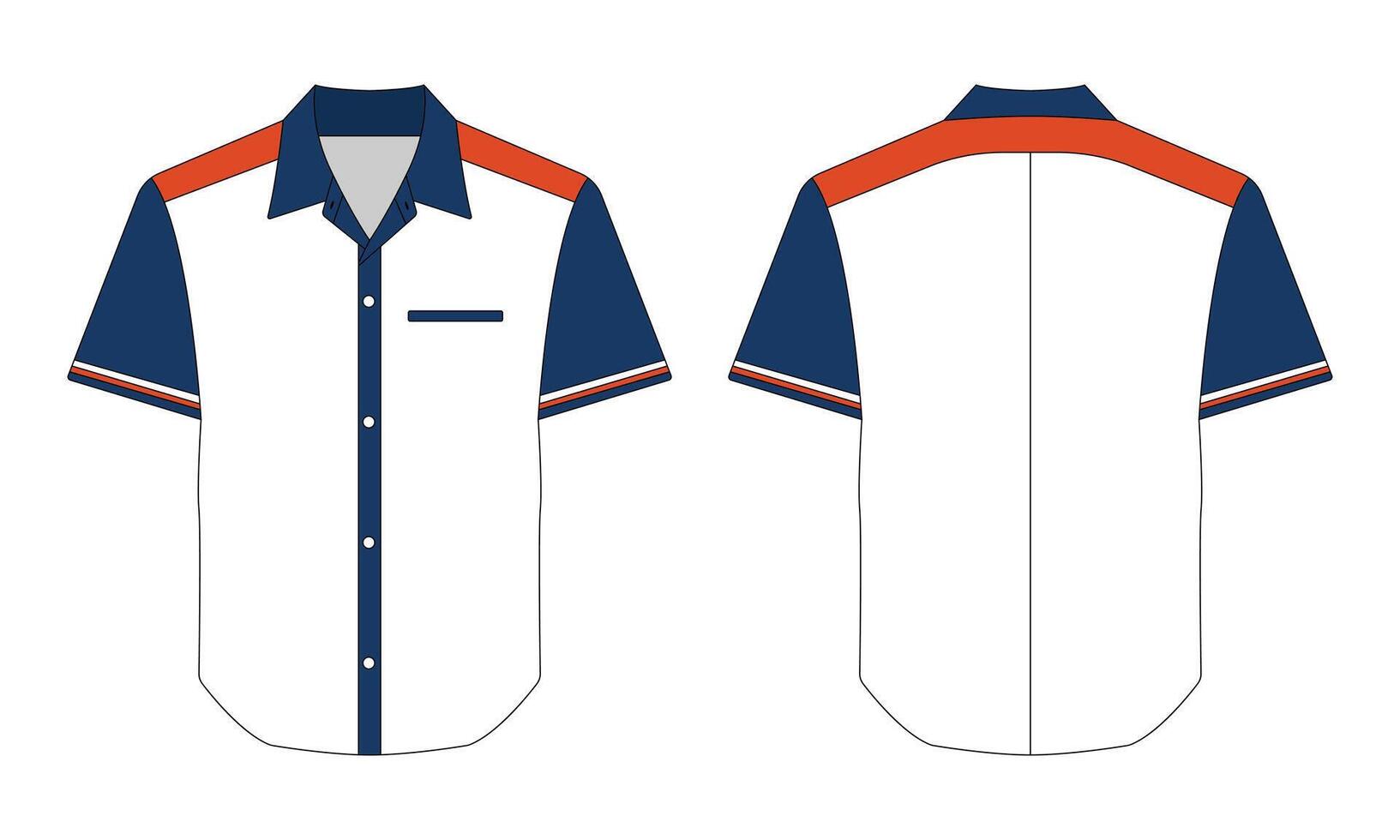 Short sleeve office work shirt mockup front and back view vector