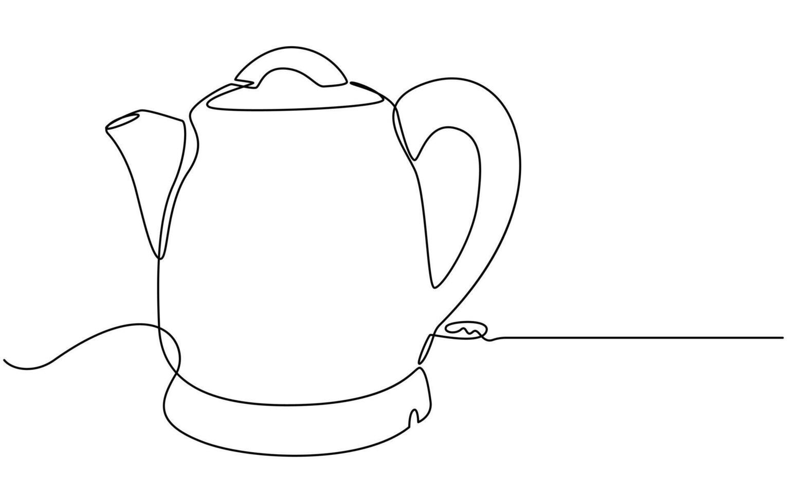 continuous one line drawing of a kettle vector