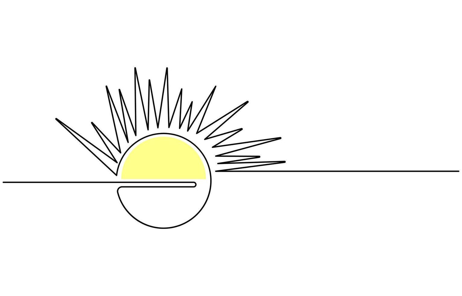 Continuous line sun summer art vector