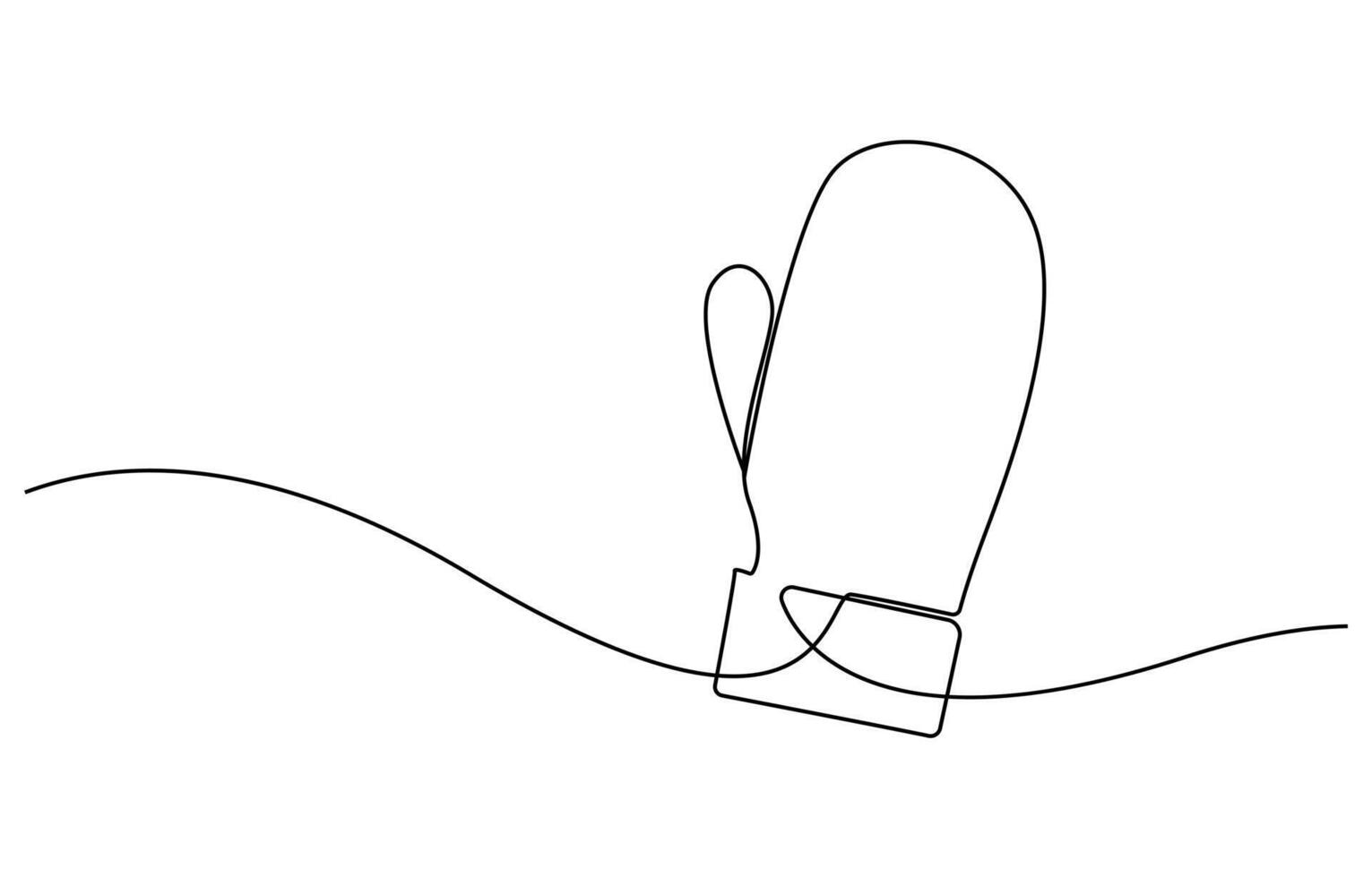 Winter Mittens single line art drawing vector