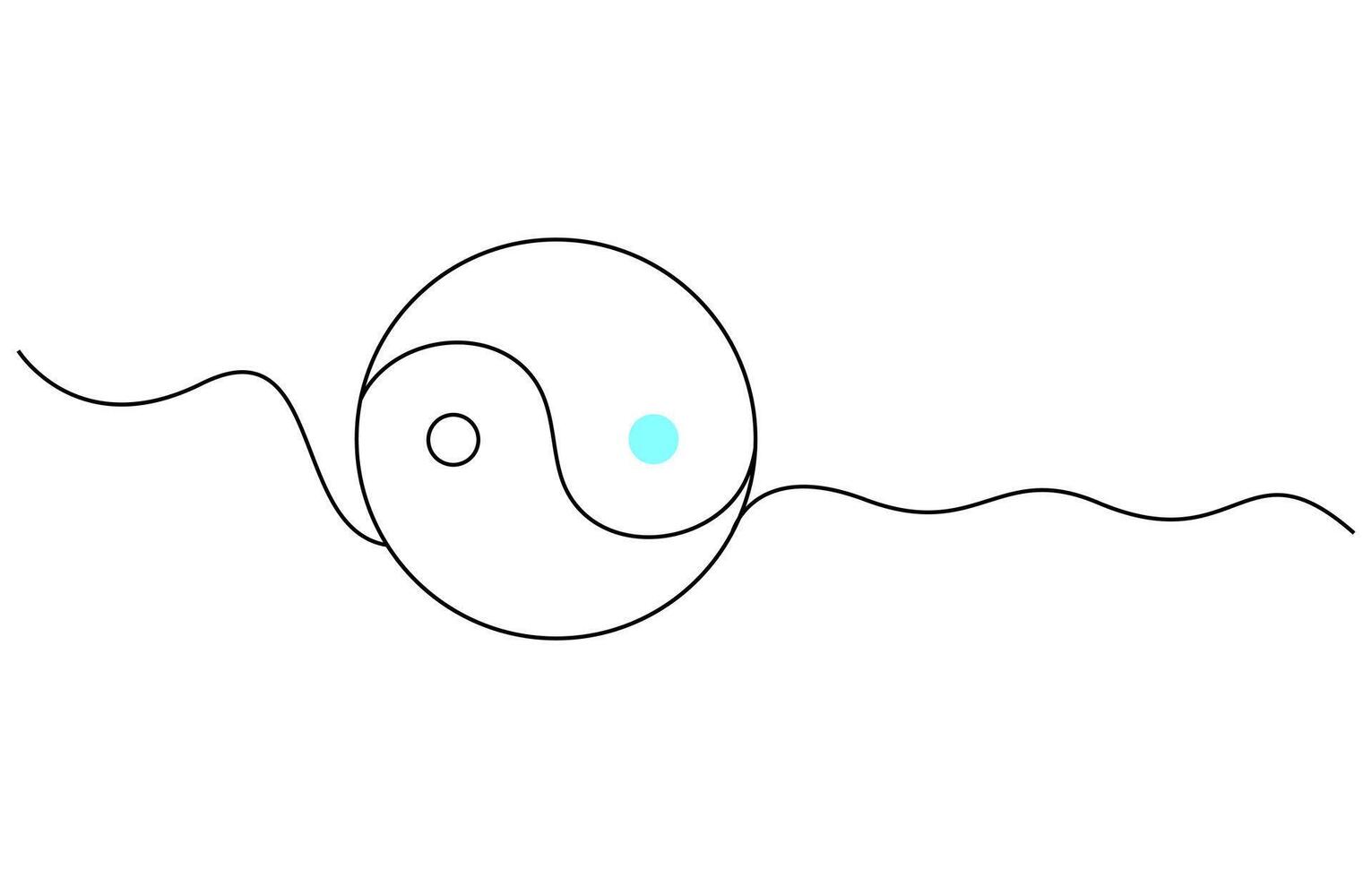 One line drawing of Yin Yang icon vector