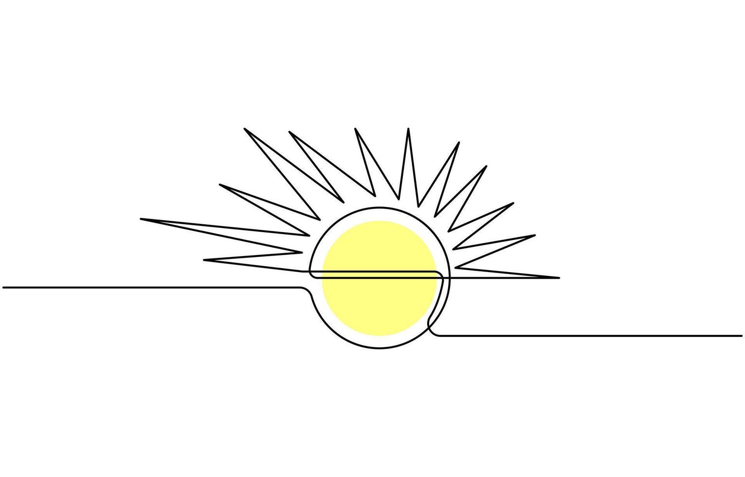 Continuous line sun summer art one sunshine vector