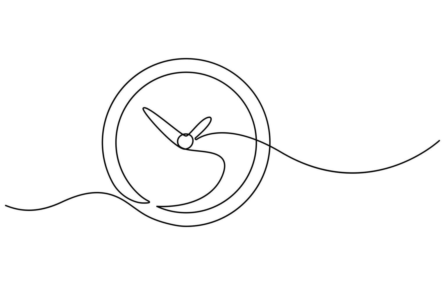 Continuous one line drawing clock icon vector