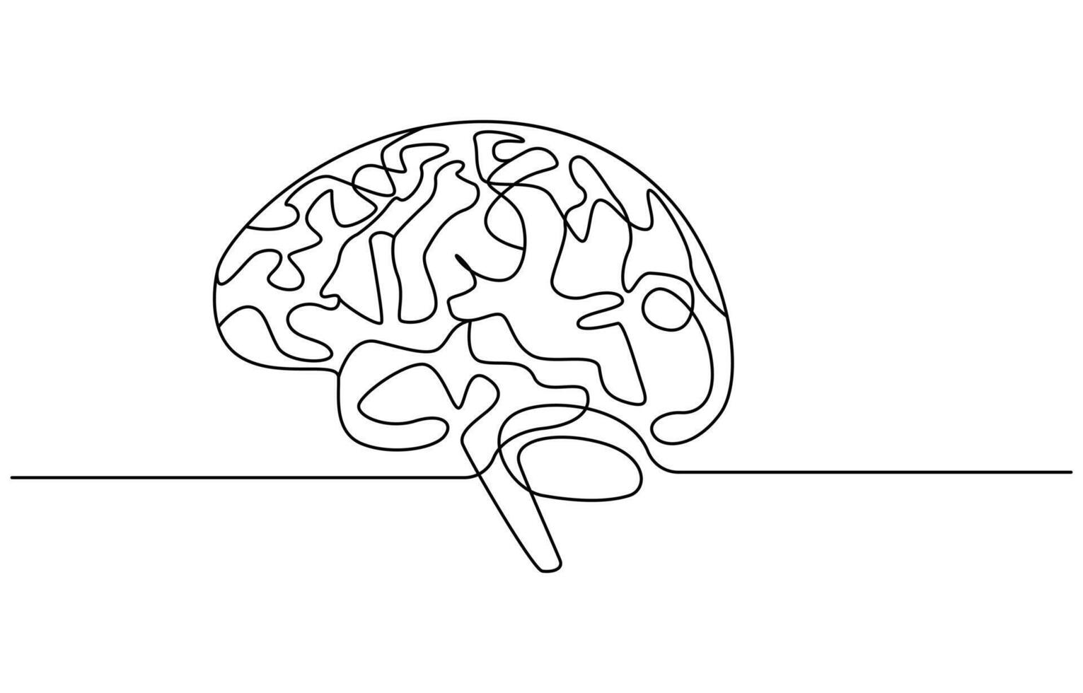 Human brain continuous one line drawing vector
