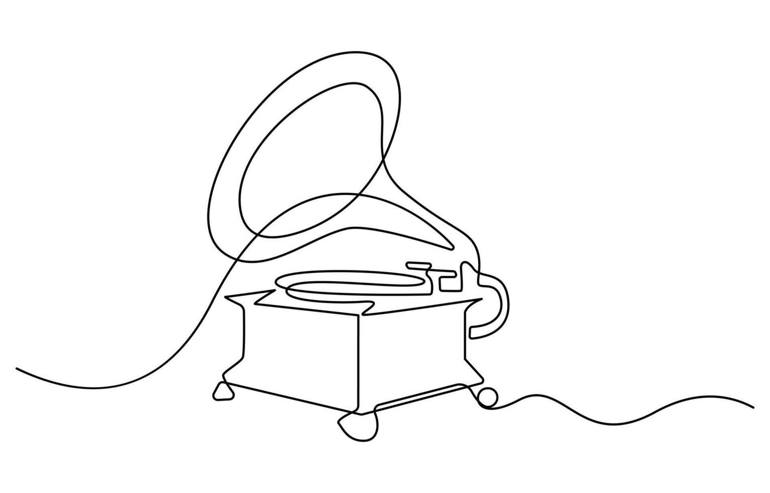 One line drawing abstract Vintage Gramophone vector